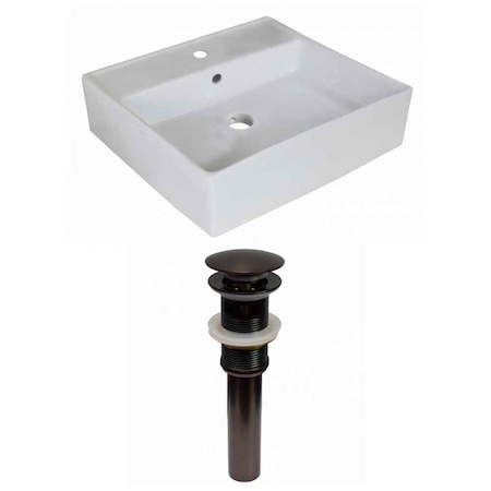 18-in. W Above Counter White Vessel Set For 1 Hole Center Faucet